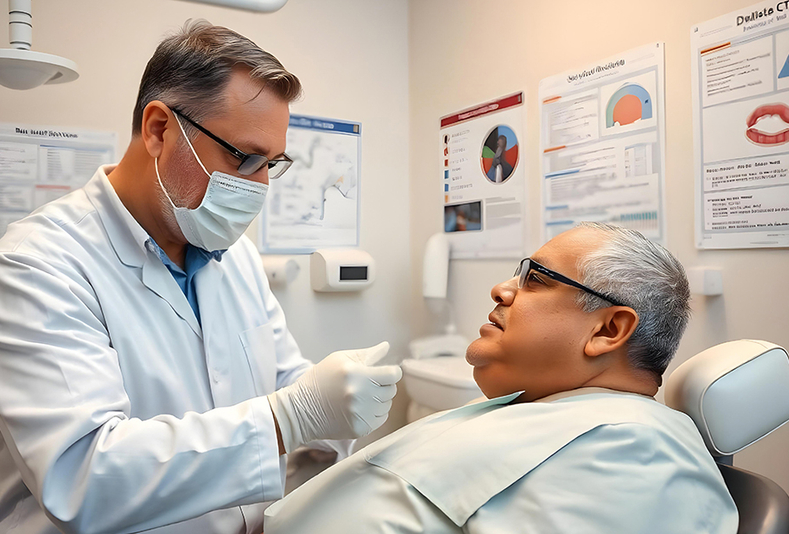 dentista e paziente obeso