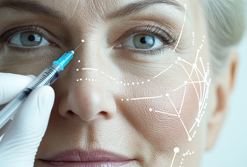Donna che effettua trattamento di filler