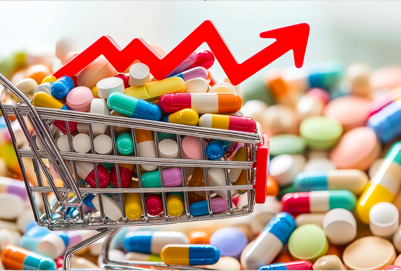 carrello della spesa con medicine