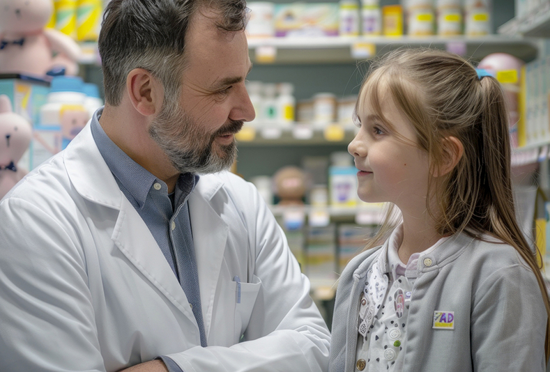 farmacista con bambina