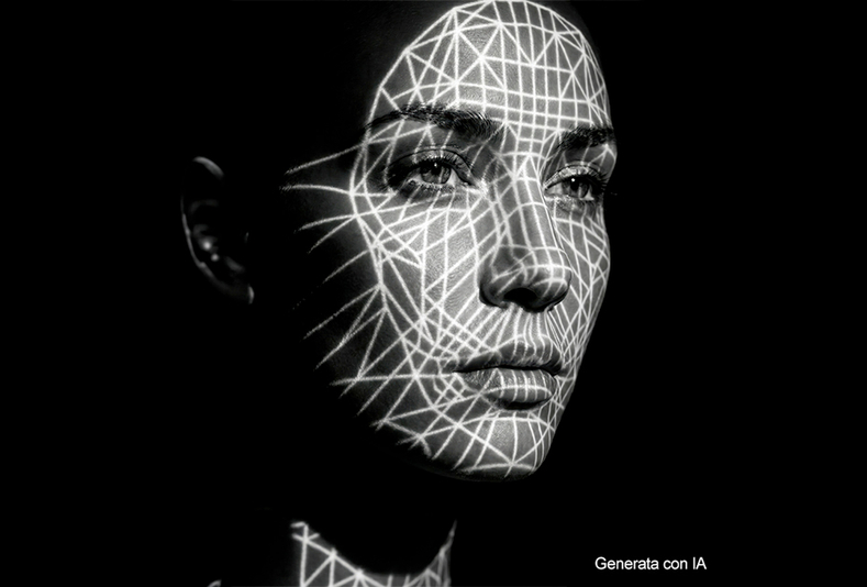 Primo piano di volto di donna con topografica