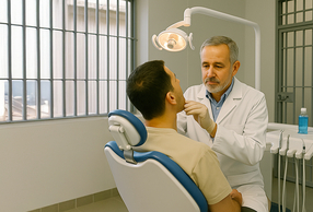 Odontoiatra visita paziente in carcere
