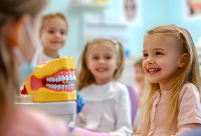 Bambini con modellino di dentatura