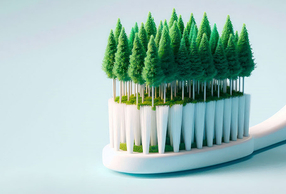 Spazzolino con alberi sulle setole