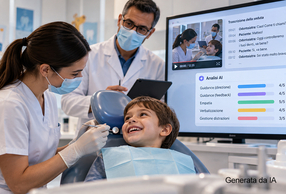 Medici con paziente pediatrico su riunito