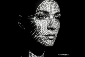 Primo piano di volto di donna con topografica