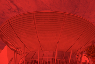 palacongressi di rimini con filtro di colore rosso