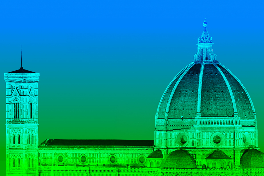 Duomo di Firenze con i colori del''associazione SIPRO