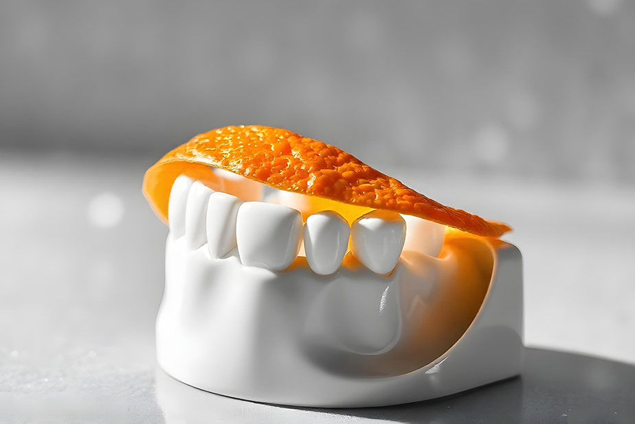 Buccia d'arancia utilizzata nella formazione odontoiatrica