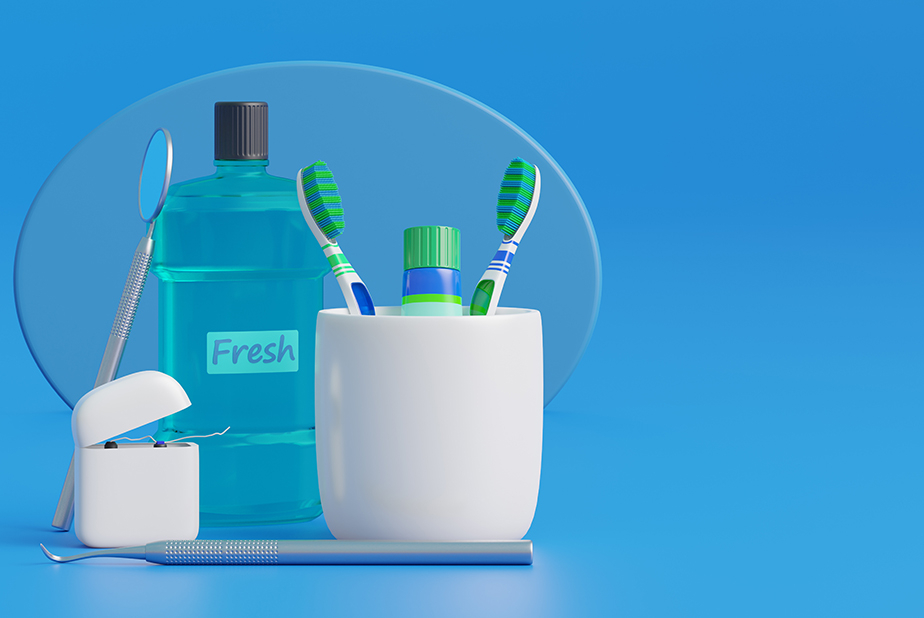 Collutorio portaspazzolini e filo interdentale