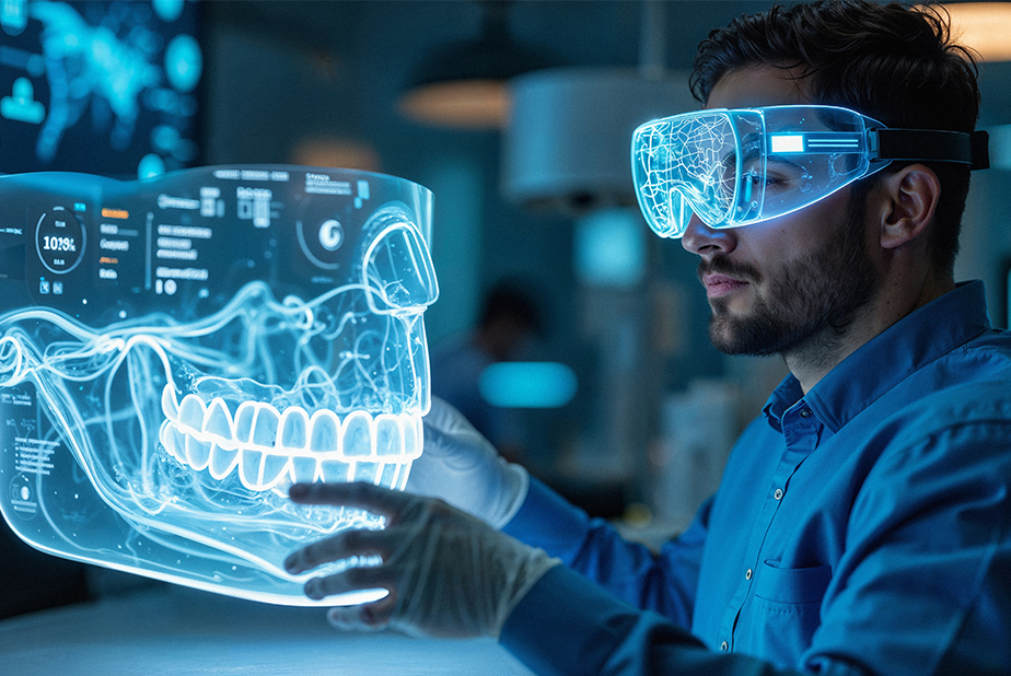 Il potenziale della realtà virtuale nella formazione odontoiatrica Studente con lettore vr