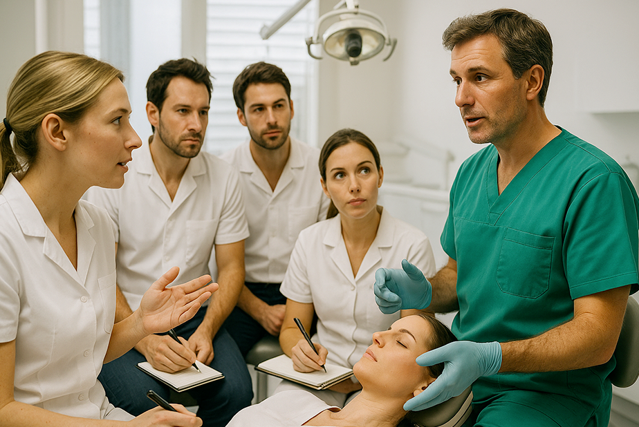 Medico che esegue formazione ad ASO