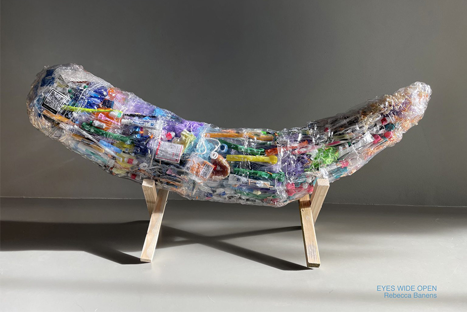 Opera d'arte prodotta con materiali di scarto prodotti in cliniche