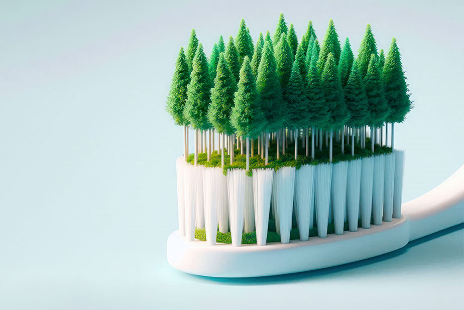 Giornata Mondiale della Terra: l'odontoiatria per un futuro sostenibile Spazzolino con alberi sulle setole