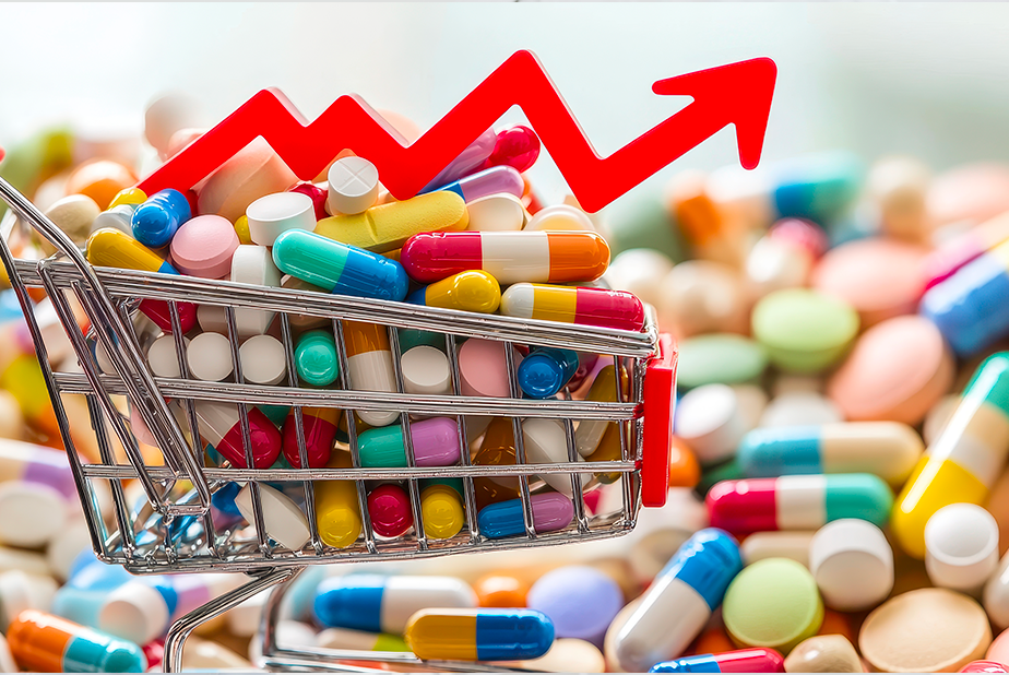 carrello della spesa con medicine