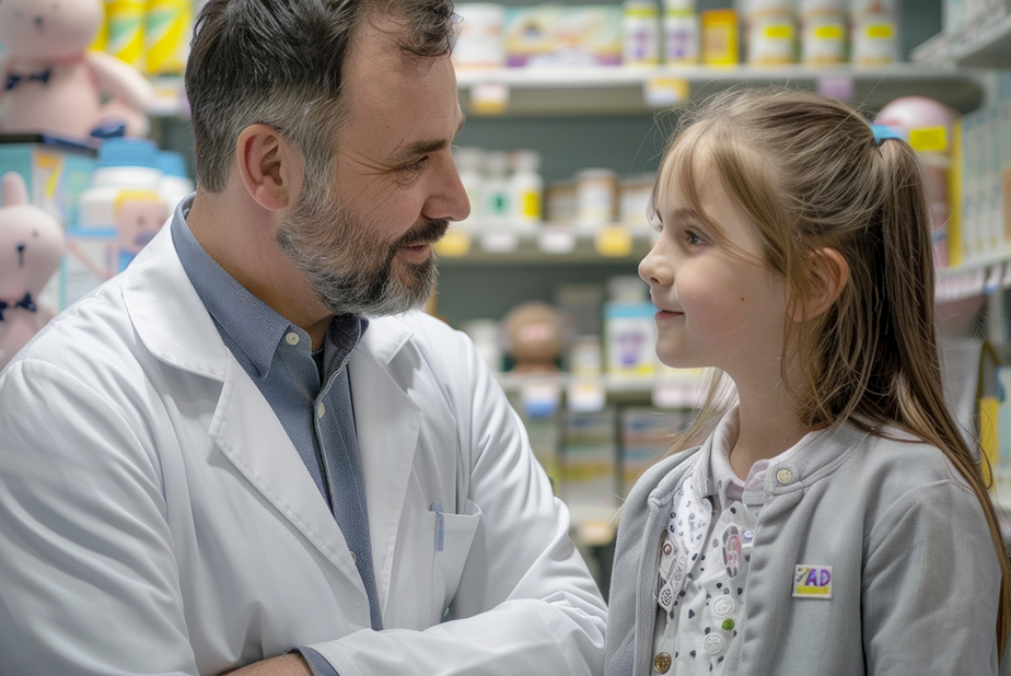 farmacista con bambina