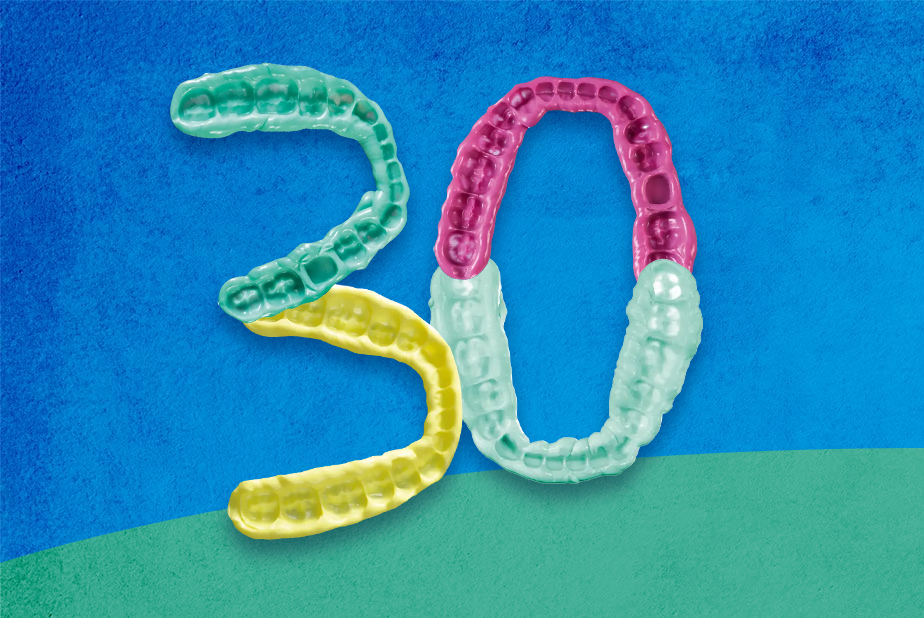 Numero 30 realizzato con impronte dentali