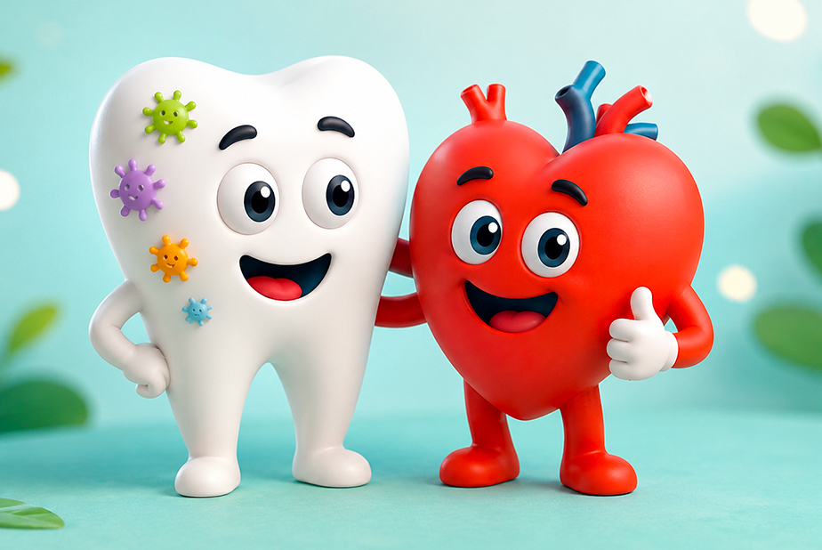 cuore e dente illustrazione