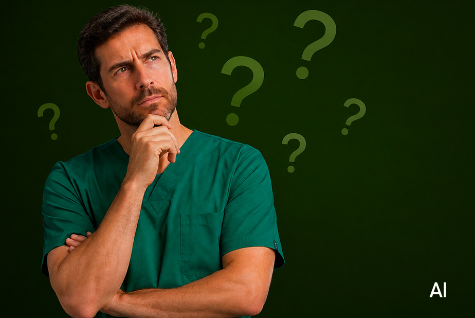 Comprare sempre dallo stesso fornitore: abitudine o scelta? professionista con aria dubbiosa e punti interrogativi