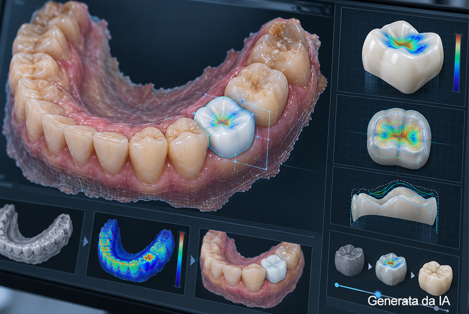 AI e corone dentali: un nuovo modello automatizza progettazione, forma e texture modello di dentatura digitale