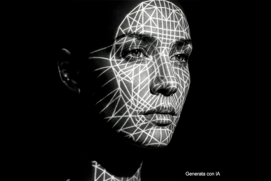 Primo piano di volto di donna con topografica